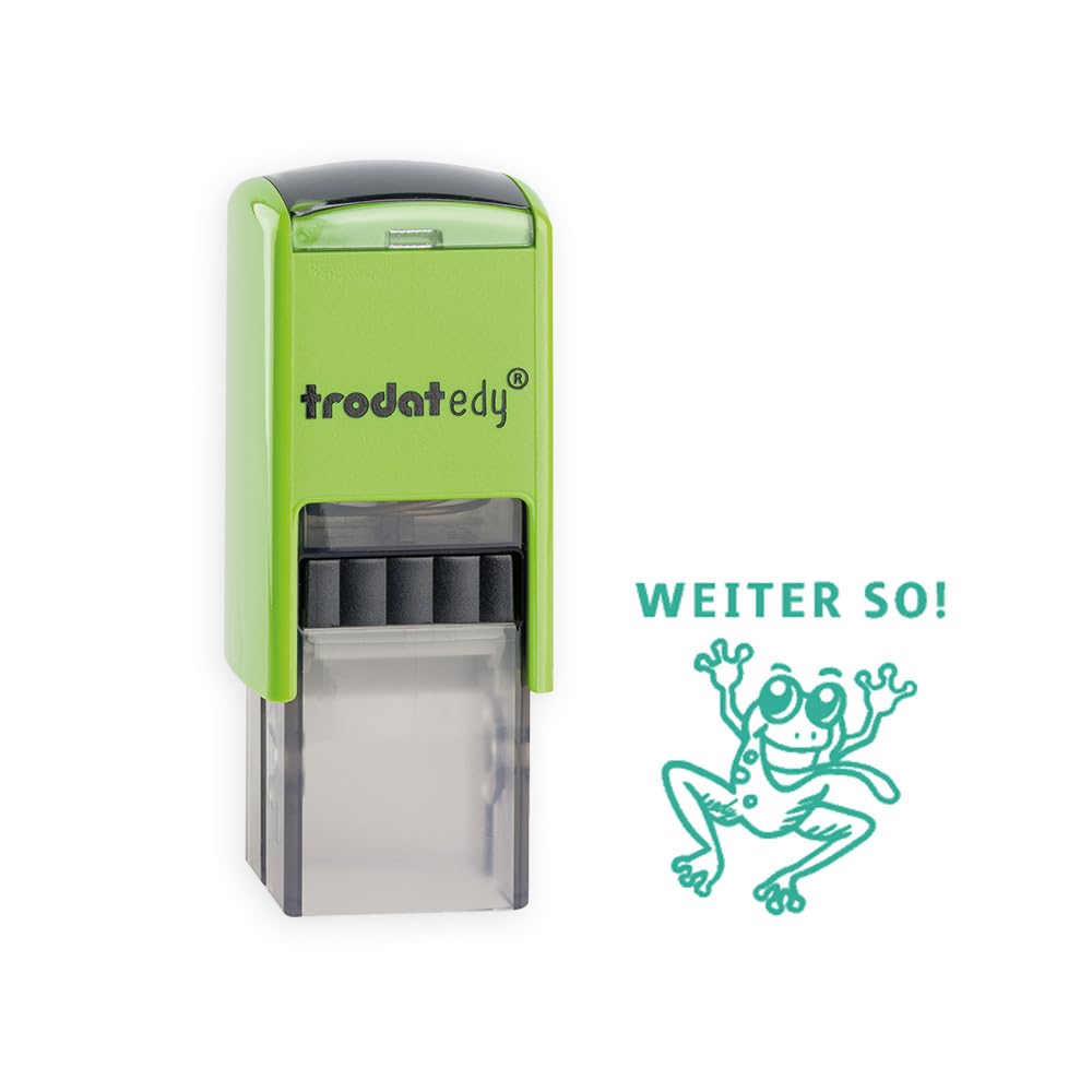 Motivational Stamp for Teachers in Primary School Trodat Edy - Weiter So, 20 x 20 mm, Green Print