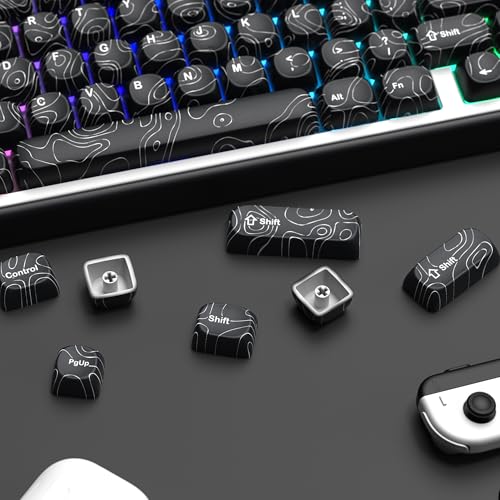 Image of dagaladoo Black Keyboard keycaps,PBT keycaps Topographic