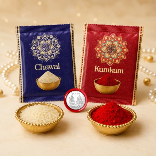 Image of Oblivion Rakhi Set for Brother and Bhabhi - Peacock with Feather Gift for Bhai & Lumba for Bhabhi with Silver Colour Coin and Greeting Card - Raksha Bandhan Combo