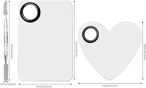 Miniatura 9 de Paleta de mezcla de maquillaje 2 en 1, paleta de base de acero inoxidable con espátula para mezclar base, sombra de ojos, pestañas, arte de uñas