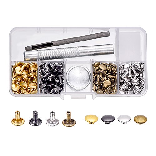 100 Set Rivetti Pelle Doppio Rivetti di Testa con
