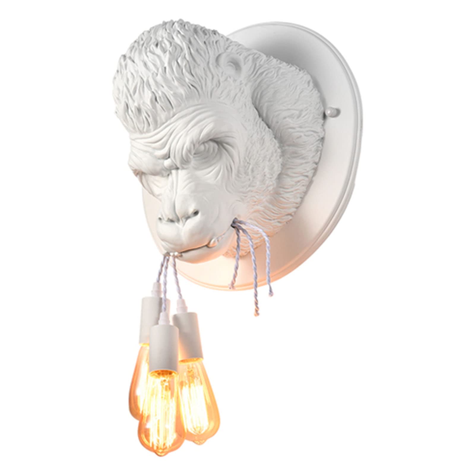 LWX Wall Sconce,E27 Indoor Resin Gorilla Modern Decorate Lamp,Living Room Bedside Corridor Bedroom Wall Lamp,White