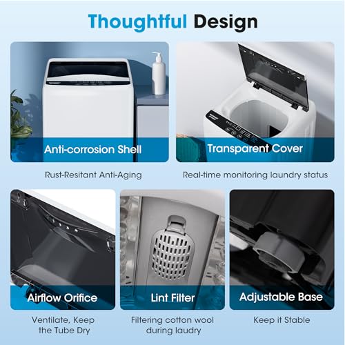 Image of 15.7lbs Portable Washing Machine, Full-Automatic Portable Washer,10 Wash Programs 6 Water Levels,Top Load Clothes Washer with Drain Pump for Apartment Bathroom, Dorms