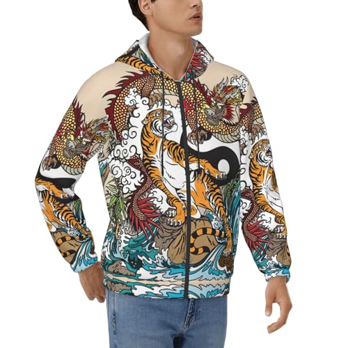 Sweat à capuche homme motif dragon idéal pour le style urbain