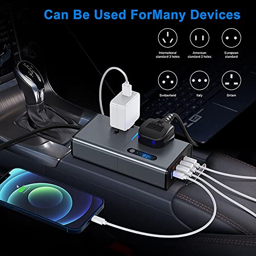 image for Gwydre 200W Car Power Inverter, DC 12/24V to 230V AC Car Inverter,3 US