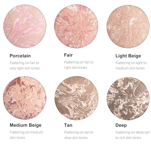 Image of Marble Baked Makeup Setting Powder, Luminous Finish Waterproof Sweatproof Conceal Foundation, 24 H No-Transfer No Smudge Oil-Control Pressed Powder Makeup Base (#04 EDIUM BEIGE, 0.53 OZ)