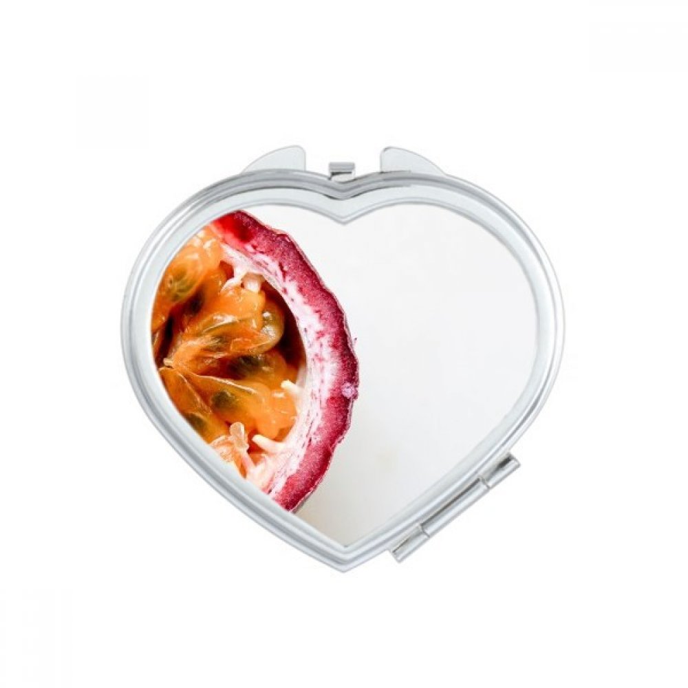 Miroir de poche cœur au motif passion fruits tropicaux pour vos voyages