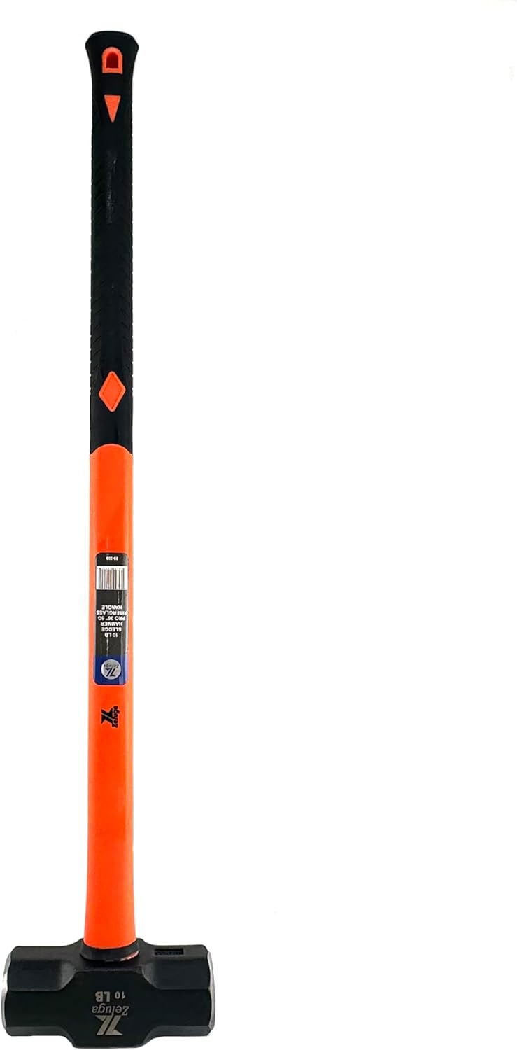 Zeluga 25-351 36in. 12 Lbs Pro Sledge and Club Hammer with 5G Fiberglass Handle, Drilling/Crack Hammer with Forged Steel Construction, Shock-resistant