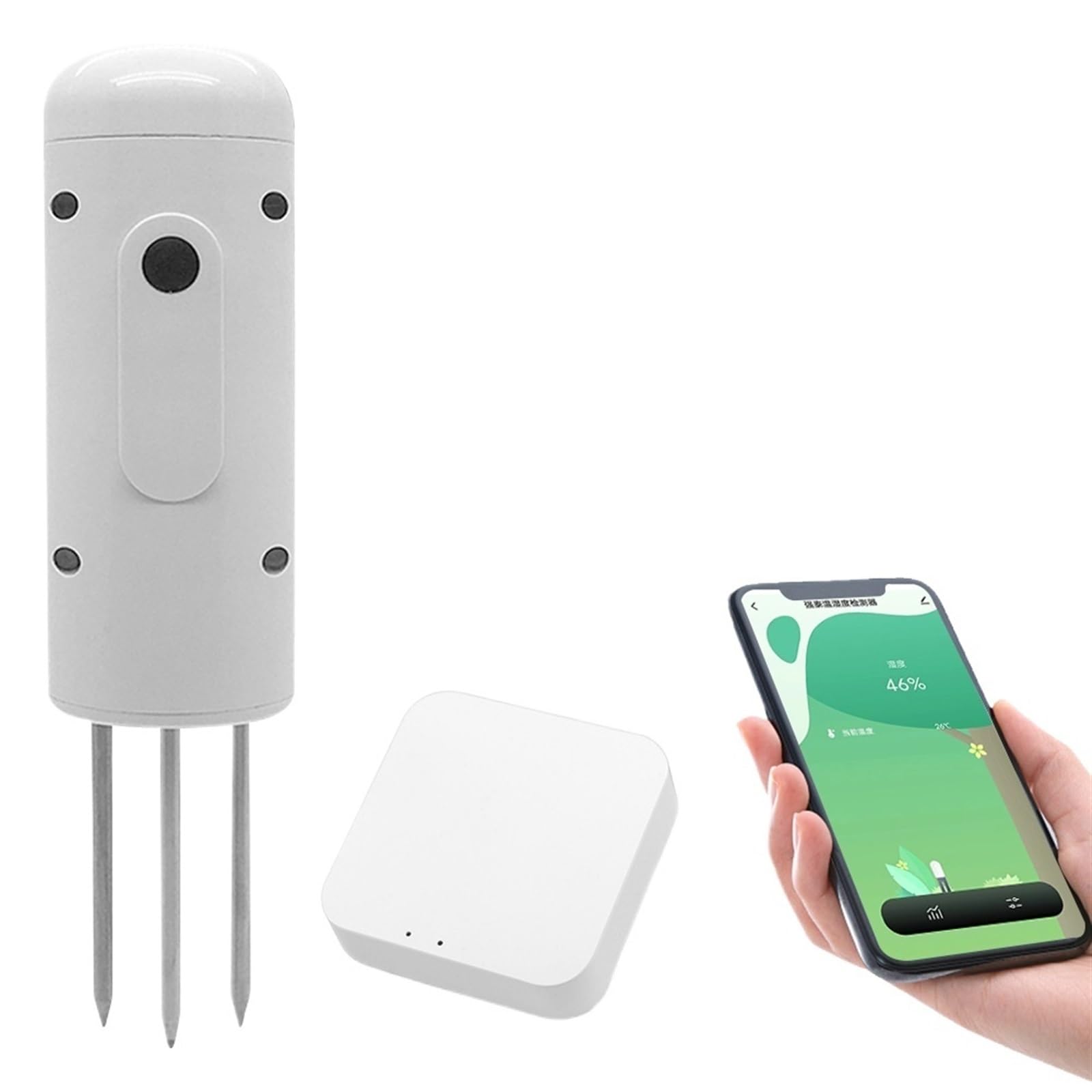 Boden-PH-Tester, Drahtloser Bodenfeuchtemesser, Temperatur- und Feuchtigkeitstester, Pflanzenmonitor, wasserdichter IP67-Detektor for Gartenbepflanzung(Tester and Gateway)