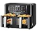 Produktbild PARIS RHÔNE Heißluftfritteuse 9.5L, XXL Heissluftfritteuse Doppelkammer mit Sichtfenster, 12-in-1 Air Fryer, Frittieren mit heißer Luft ohne Öl Spülmaschinenfest, Airfryer Energieeinsparung