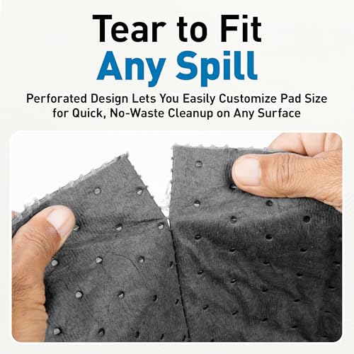 Image of Raxwell Universal Absorbent Roll - 30 inch x 150 ft Heavyweight Spill Absorbent Pads, 250 GSM, Perforated Polypropylene Roll for Oil, Water, Coolants & Chemical Spill Control