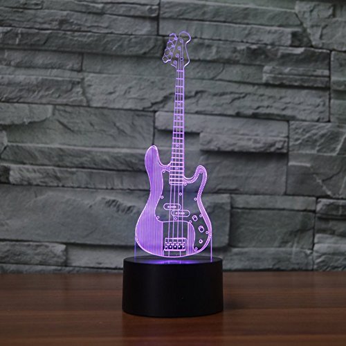3D Electric Guitar Night Light - 16 Color Changing LED, Touch Control, USB Powered Acrylic Desk Lamp For Bedroom, Kids Room Decor - View #5