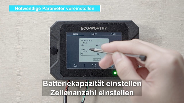 ECO-WORTHY Moniteur Batterie 300A 9-80V – Écran Tactile 3.5" | Alarme Tension/Courant | Compatible Li-Ion, LiFePO4, Gel | Pour Camping-Car Et Solaire
