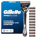 Gillette ProGlide Men’s Razor, 12 Blade Refills, 5 Anti-Friction Blades System, FlexBall Technology, Precision Trimmer, Long Lasting Close Shave, Enhanced Lubrastrip, Facial Hair Styling