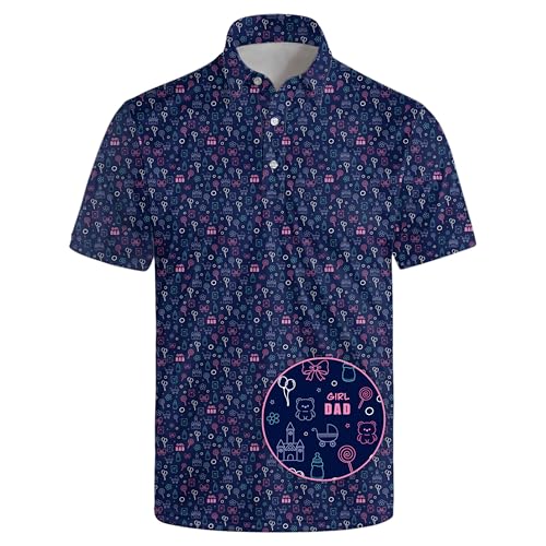 Nhgohv Girl Dad Shirt for Men Funny Fathers Day Golf Polo Girl Dad Polo Girl Dad Blue XL