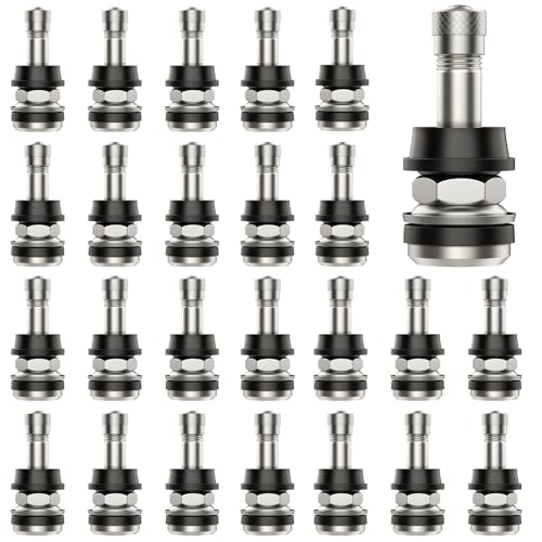 25PCS TR416 Metal Valve Stems Outer Mount Valve Stem High Pressure Clamp-in Valves Fits 0.453 and 0.625 Rim Holes 1 1/2 Long