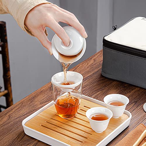 Drinkware Set Chinese Kung Fu Travel Tea Set Ceramic Portable Teacup Porcelain Gaiwan Tea Cup Mug of Tea Ceremony Teapot