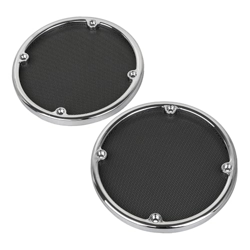 Image of Rear Speaker Trim Grills Mesh Covers For Harley Electra Glide 1996-2013 Street Glide 2006-2013 Ultra Limited FLHTK 2010-2013,Black Mesh+Chrome Trim