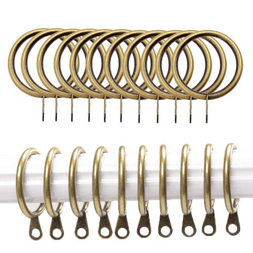 iPEAK Paquete de 24 anillos de cortina de metal de latón, ganchos colgantes para barras de cortina, 30 mm de diámetro interno (latón, 24 anillos) Cover