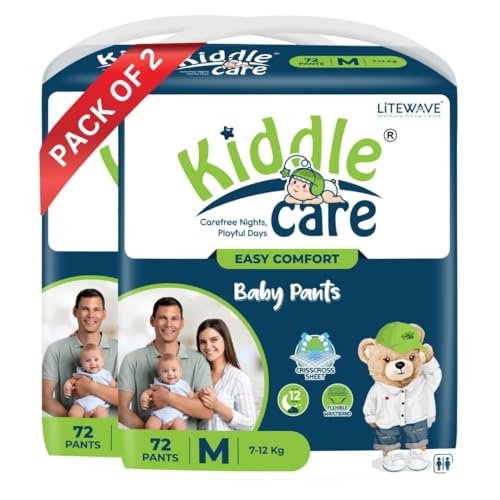 Image of Easy Comfort Baby Diapers Pants | Medium (M) | Pack of 2 | 144 Pieces | 7-12 Kg | Breathable Fit with Up to 12 Hours Absorption