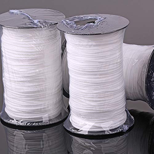 M Fabrics White Spandex Round Elastic Cord 1.5mm 20 Meter Soft Stretch Earloop Strap for Mask Making DIY Sewing and Craft Projects 3