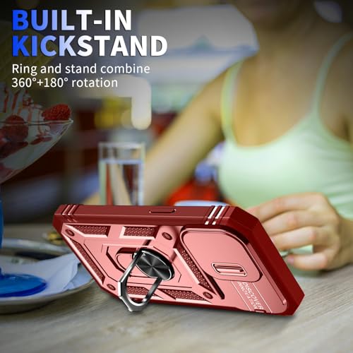 Coque iPhone 14 Pro antichoc avec protège-objectif coulissant rose - 2