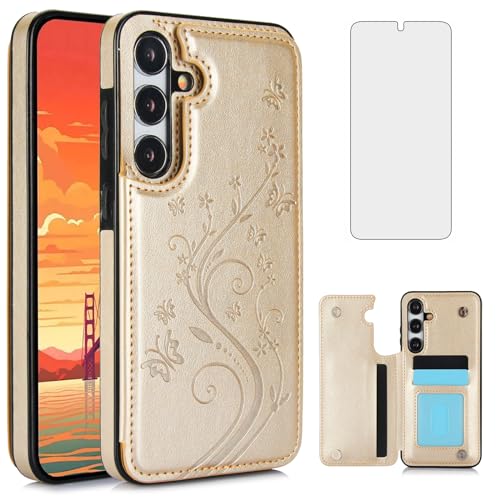 Étui Samsung Galaxy S24 5G Asuwish en cuir avec protège-écran et porte-cartes