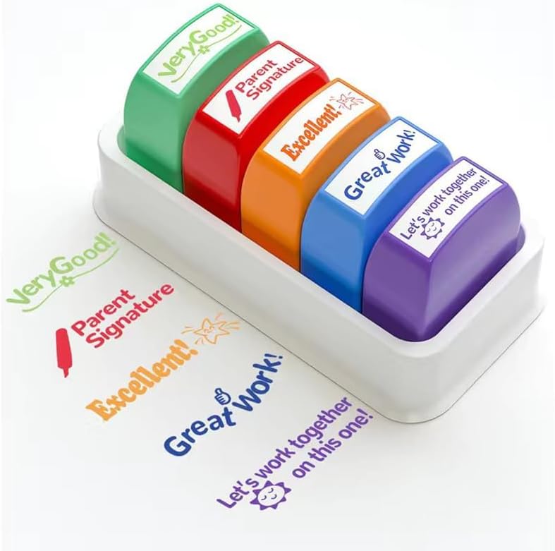 NALACAL Teacher Stamps, Teacher Stamps for Grading Motivational, Self Inking Motivational Encouraging and Colorful Set, Encouraging Signature Stamp for Homework Teacher Supplies