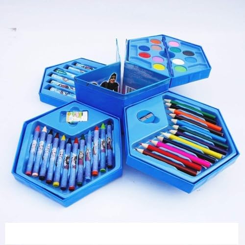 Image of AMIRATE Colors Box Color Pencil,Crayons, Water Color, Sketch Pens Set of 46 Pieces (Color & Design for Kids)(Pack of 1) MULTY COLOR- blue & pink