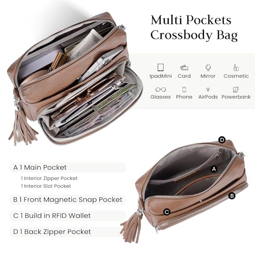 Image of befen Genuine Leather Crossbody Purses for Women Small Crossbody Bags Purse with Built in RFID Blocking Wallet