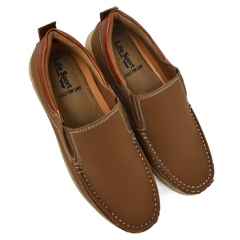 LIFE SPORTS Genuine Synthetic Leather Without Lace Comfortable Casual Solid Color Pattern Muccastion, Walking, Shoes for Men Camel Size 6 UK/IND (B0CND8X5M4) Amazon Price History, Amazon Price Tracker