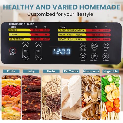 Image of Food Dehydrator for Jerky, 12 Stainless Steel Large Trays, 1200W Fruit Dehydrator with Remote Control, 24H Timer and 194F Temperature Control, Food Dryer for Jerky, Herbs, Fruit, Dog Treats