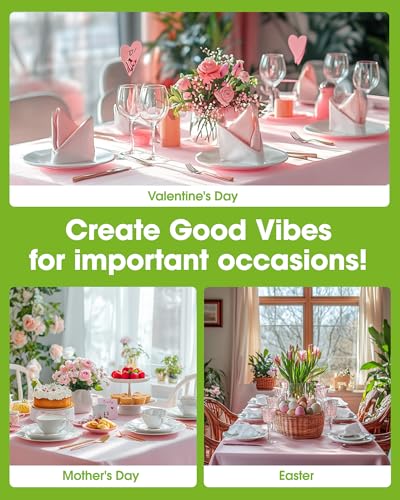 Image of Pureegg Plastic Table Cloth Disposable 6 Pack, 54 x 108 Inch, Pink | Easter Party, Valentines Day, Mothers Day, Waterproof, Pink, Tablecloth