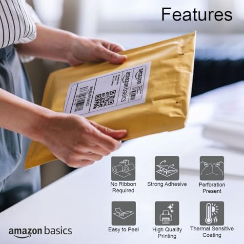 Image of Amazon Basics 70gsm Thermal Label Printer Paper - 4 inch x 6 inch (100 x 150 mm)| Ideal for Shipping, Parcel, Barcode, and Address Labels - 400 Labels per Roll (Pack of 6)