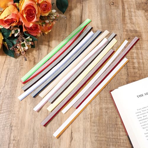 26 faixas para encadernação de livros, 29 x 0,5 cm, faixa de cabeça de livro de algodão longa, média
