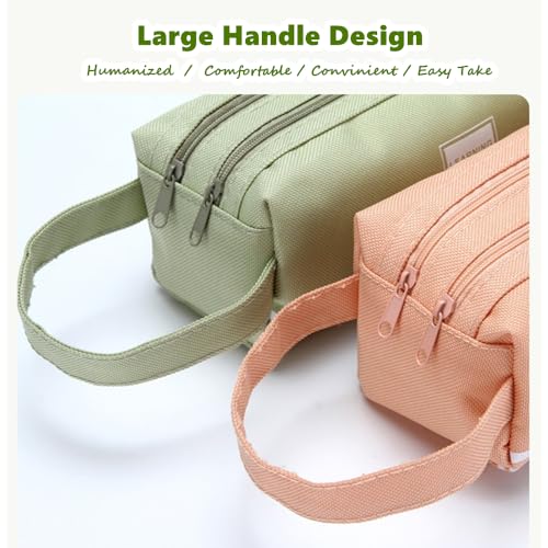 Image of Large Capacity Double Layer Pen Case, Durable Oxford Fabric Pencil Pouch with Smooth Zipper for School, Office & Art Supplies Organization (Army Green)