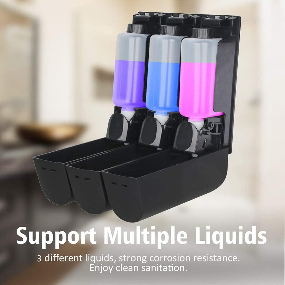 DEIMUGL Bathroom Shower Dispensers: Upgrade Trio Wall Mount Nail-Free Soap Dispenser 3x350ml Shampoo Conditioner Set for Home Kitchen Hotel Dispenser (Black) (3-1-black) : Everything Else