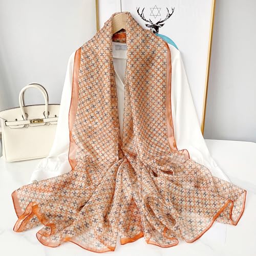 Image of Scarf Stole for Women - 185 x 135 cm Chiffon Scarf with Floral Print | Lightweight Scarf, Soft Stole for Women | Satin Feel Neck Scarf | Women Accessory
