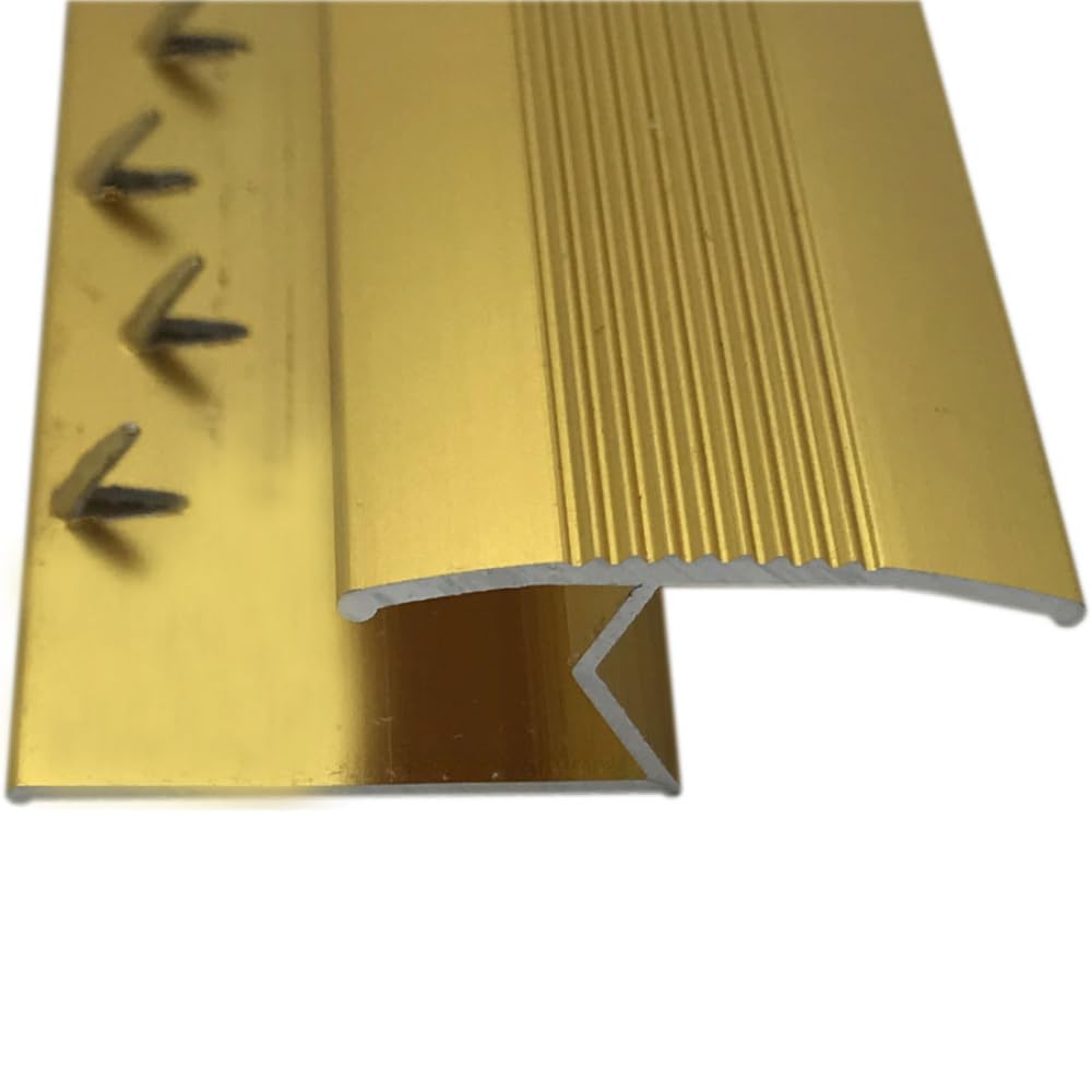 Grandismo® Z Edge Trim Standard 3ft / 0.9metres / 90cm / 90mm Length Screw-Down Threshold Strip for Carpet to Laminate/Wood/Tiled Flooring (Gold)