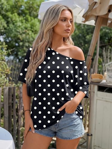 Image of Trendy Queen Womens Off the Shoulder Tops Oversized Summer Spring T-Shirts 2026