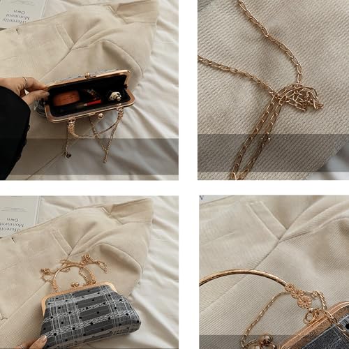 Kiss Lock Purse and Handbag for Women Polka Dot Medium Crossbody Bag Lace Handbags Kiss Clasp Tote Shoulder Bags4