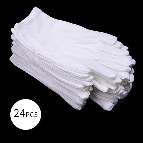 Miniatura 4 de Guantes de algodón blanco, 12 pares de guantes blancos son adecuados para cosméticos hidratantes de manos secas, spa de manos, inspección de monedas