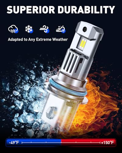 Image of AUTOONE 9007 /HB5 LED Bulb Hi Lo 50000LM for Automotive Halogen 9007 Light, 1:1 Size 99% Compatibility, Plug-N-Play, 70,000+H Longer Lifespan