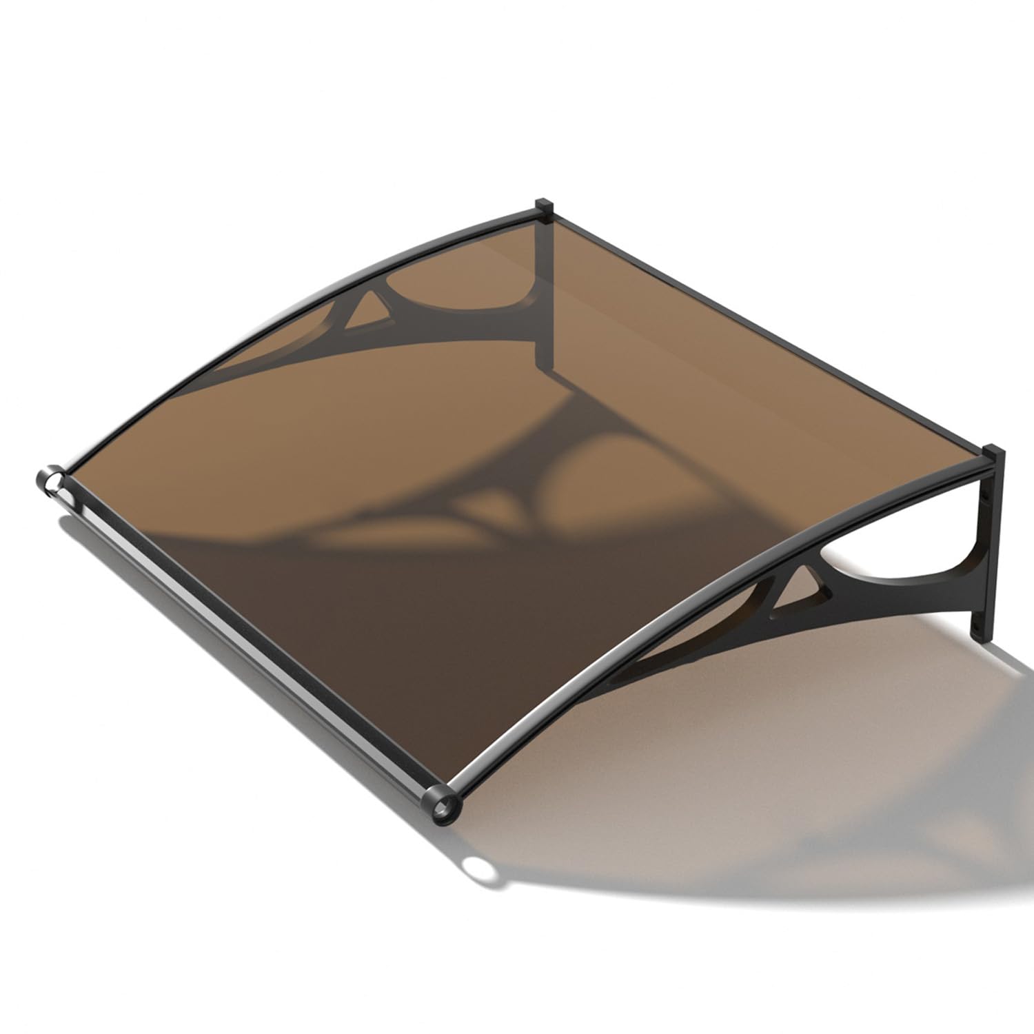 Awnings for Outside，Window awnings Exterior，Aluminum Bracket, Durable Polycarbonate Canopy，Rain & Snow Protection, for Entrance, Balcony, Garage-Brown