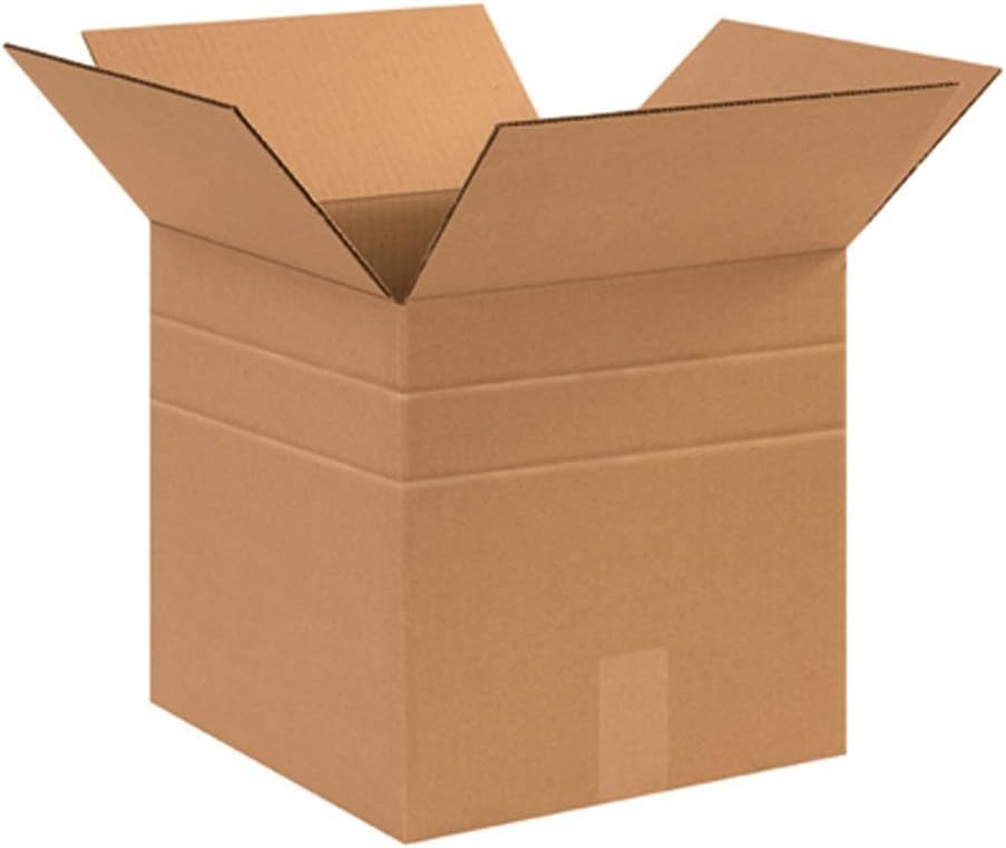 Aviditi MD121212 Multi-Depth Corrugated Cardboard Box 12" L x 12" W x 12" H, Kraft, For Shipping, Packing and Moving (Pack of 25)