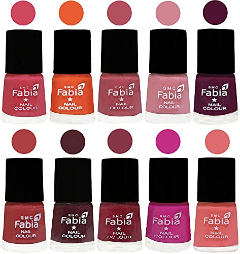 Image of ALL IN ONE (PACK OF 10), Long Lasting Glossy Nail Polish, 6 ml Each, All Vibrant Colours,02120