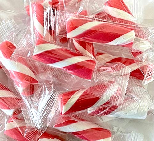 RiverFinn Mini Old Fashioned Candy Cane Sticks, BUBBLE GUM FLAVOR, Pink & White, Wrapped, Bulk/Wholesale, Great for Christmas Stockings, Baby Showers, Candy Buffets & Bowls, Gifts, Baking, Entertaining & More! (2 Pounds)