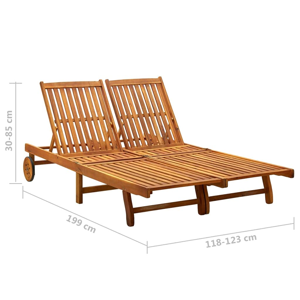 vidaXL Tumbonas 2 Personas Hamaca Doble Cama Salón Diván Asiento Piscina Playa Jardín Patio Terraza Balcón Exterior Muebles Madera Maciza de Acacia