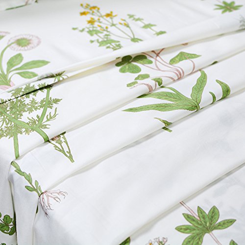 Fadfay Shabby Green Floral Sheet Set 100% Cotton Bed Sheet Set Green White Natural Hypoallergenic Bedding Set,4Pcs-Queen #TOP6