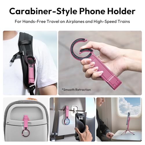 Image of ULANZI MA30 Magnetic Phone Tripod Stand for iPhone - Aluminium Maglock Smartphone Mini Tripod Pocket Cell Phone Stand Strong Magnet Quick Mount Compatible with iPhone 16 15 14 13 12 Series, Pink